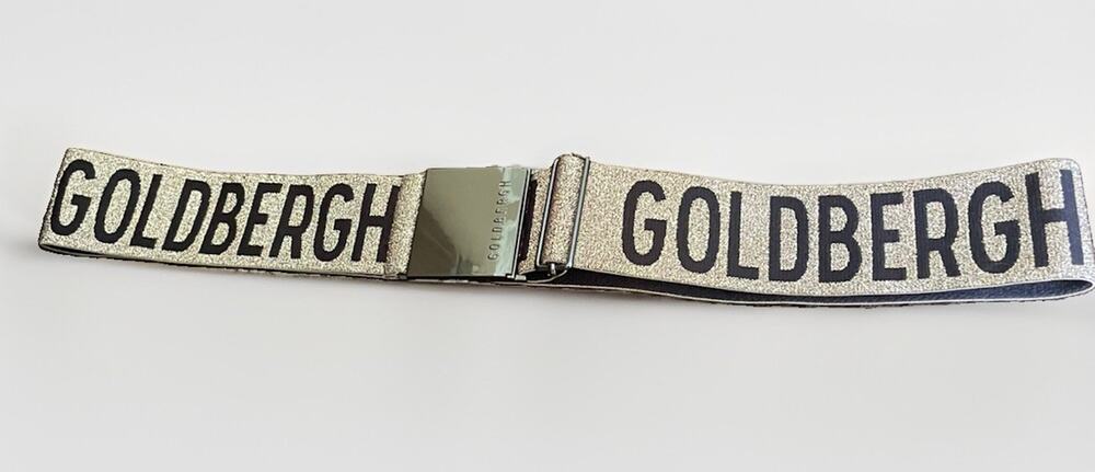 Goldbergh Babila Ski Belt Metallic Gold Black Elastic Logo Adjustable Waist OS